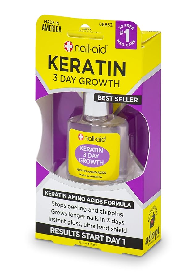 (B06XYNHFF2) - Nail-Aid Keratin 3 Day Growth Nail Treatment & Strengthener, Clear, 0.55 Fl Oz